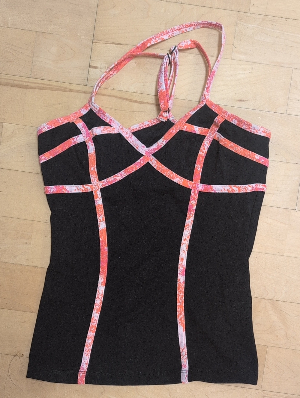 PH8 Geometric Halter Tank Black & Pink XS